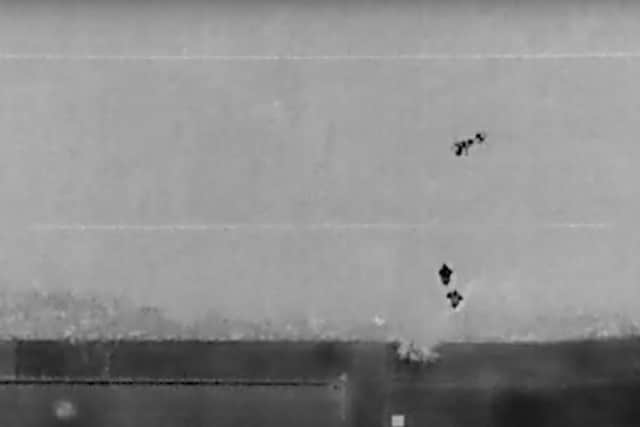 Police released drone footage of the man being arrested.