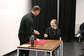 Matthew McGurk wowed students with his close-up magic