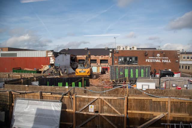 Demolition of Festival Hall is under way.