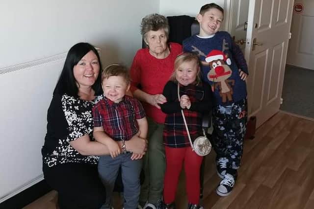Tracey Ellis pictured with her mum Linda Barker and her children Charlie Ellis (9) Katy Ellis (4) and Oliver Ellis  (3)  Picture Tracey Ellis