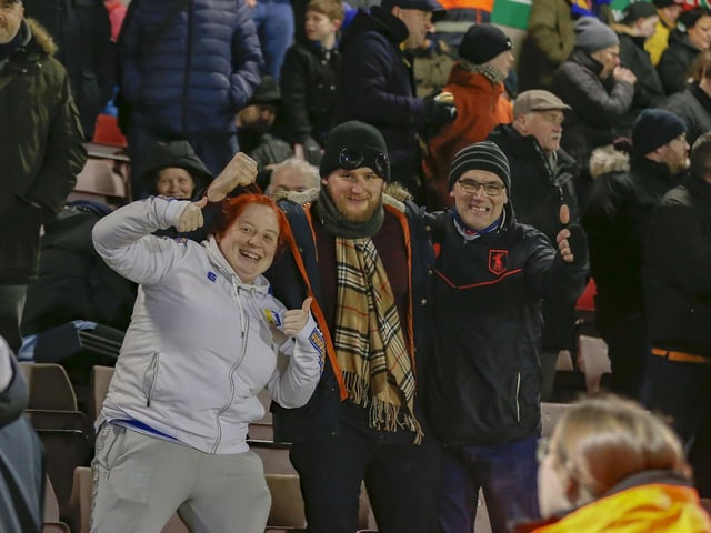 Mansfield Town fans at Northampton Town last night.