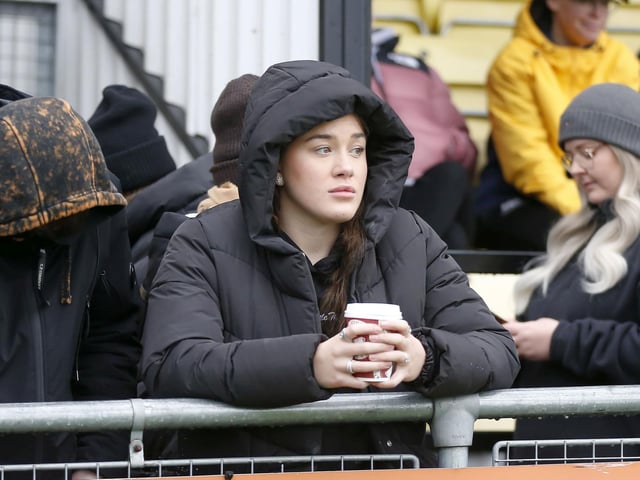 Mansfield fans at The EnviroVent Stadium for the match against Harrogate Town.
