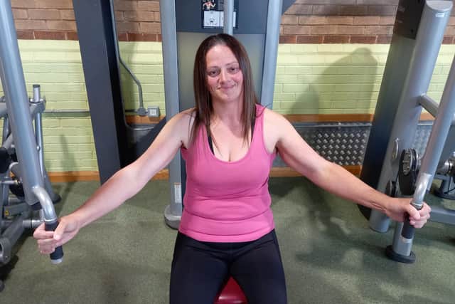 Nicola using the gym equipment at the Water Meadows fitness centre.