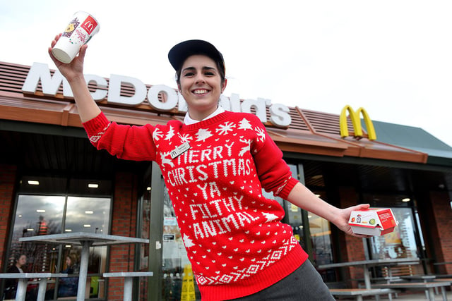 Shift manager Rachael Callaghan during the McDonalds Burn Road charity Christmas jumper day five years ago.