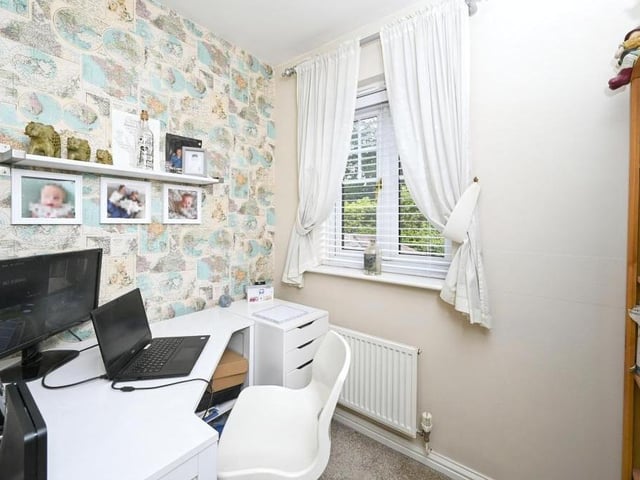 The fifth bedroom, a single, is currently being used as a dressing room, while this sixth one, the smallest, is ideal for turning into office space or a nursery.