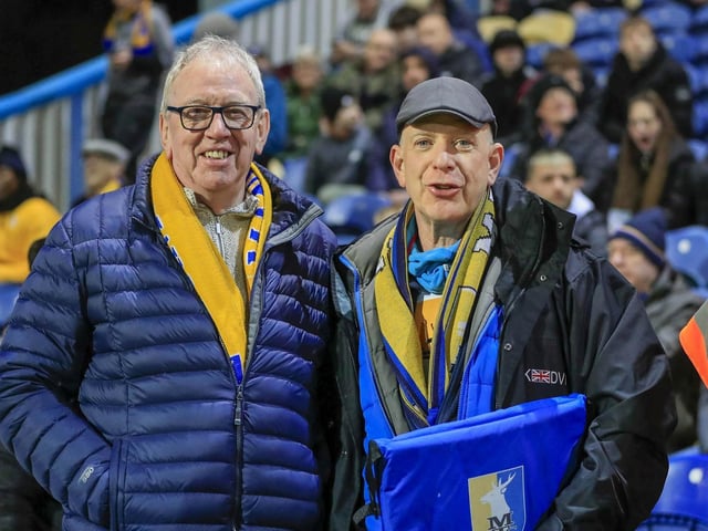 Mansfield Town fans ahead of the defeat to MK Dons.