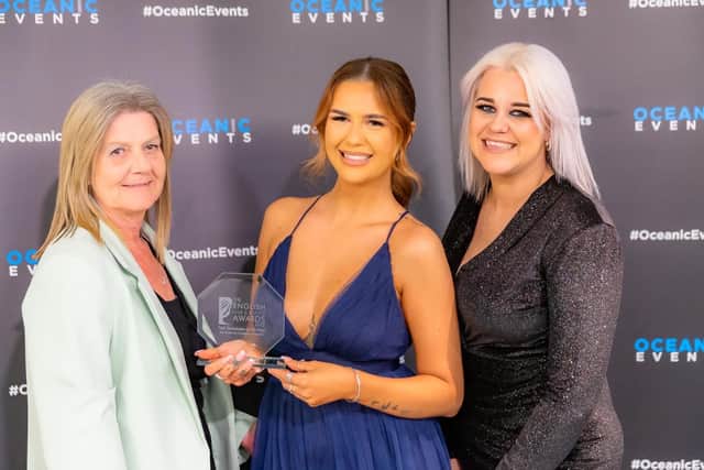 Eastwood nail technician Kirsty Burrows, 27, with her trophy at the English Hair and Beauty Awards.