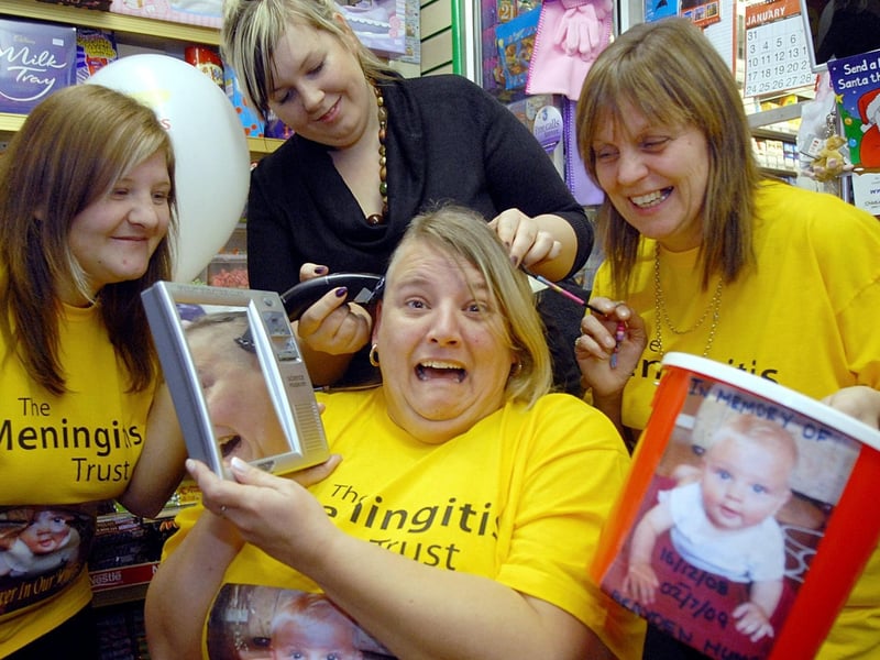 Gail Horsley got her head shaved for the Meningitis Trust in 2010