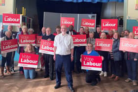 Steve Yemm, front centre, Labour's parliamentary candidate for Mansfield, with supporters.