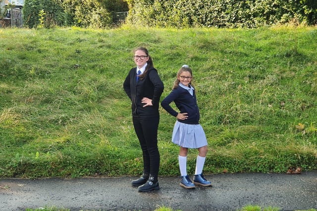Mollie and Maya are ready to start S2 and primary five.