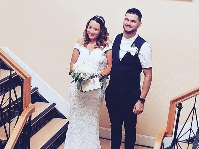 Lois and Roy married on 31.7.20. Lois said: 'Was due to go to Las Vegas to get married 26th June but got married in the registry office  with 12 guests and covid precautions, but wouldn’t have changed it at all.'