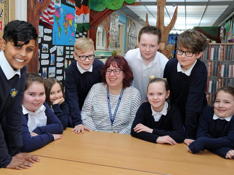 Head teacher, Clare Harding with her school council at the Asquith Primary School and Nursery who have received a good Ofsted report.