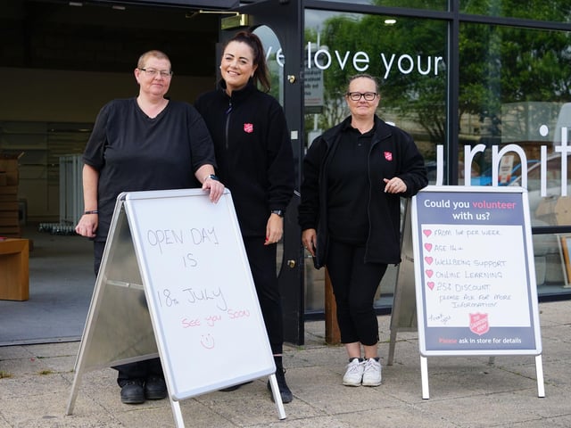 Carol Staniforth, Claire Hynes and Kerry England pictured outside the donation centre.