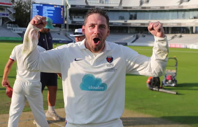 A mixture of relief at ecstasy for Cuckney skipper Tom Ullyott following the last gasp win at Lord’s.