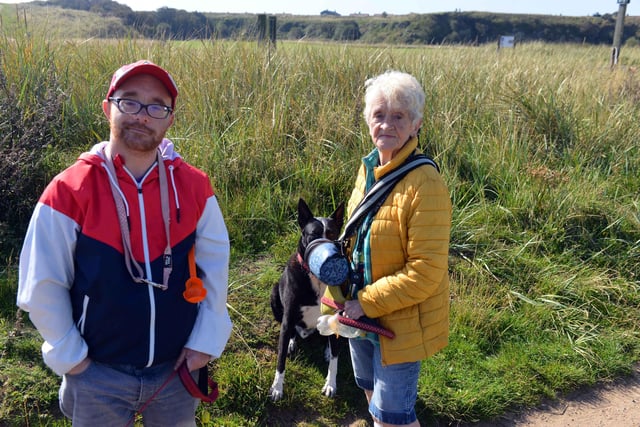 Dog walkers Josh Carrfield and Linda Tuffield out enjoying the fresh air.