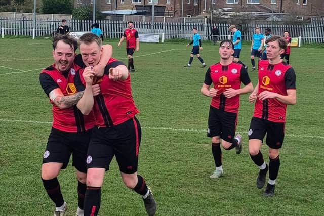 Ollerton celebrate a dramatic late winner at the weekend.