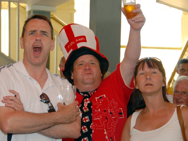Mansfield Town Centre as fans watch England v Slovenia.