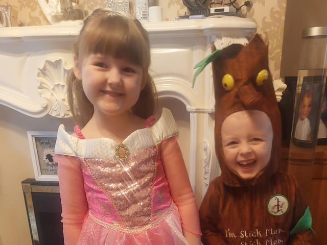Amelia age 5, Ollie aged 4, from Mansfield Woodhouse, as Sleeping Beauty and Stick Man