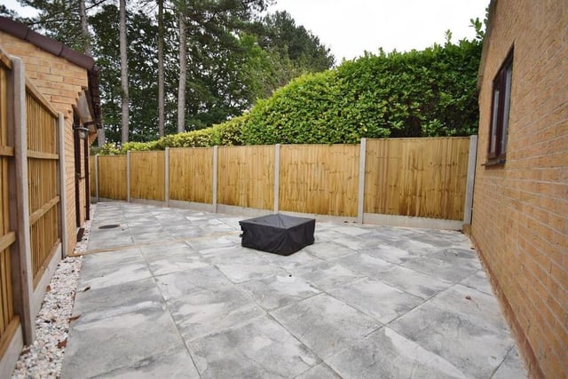 This paved patio area sits at the side of the £495,000 property. A secluded spot for entertaining family and friends, al fresco style, in the summer.