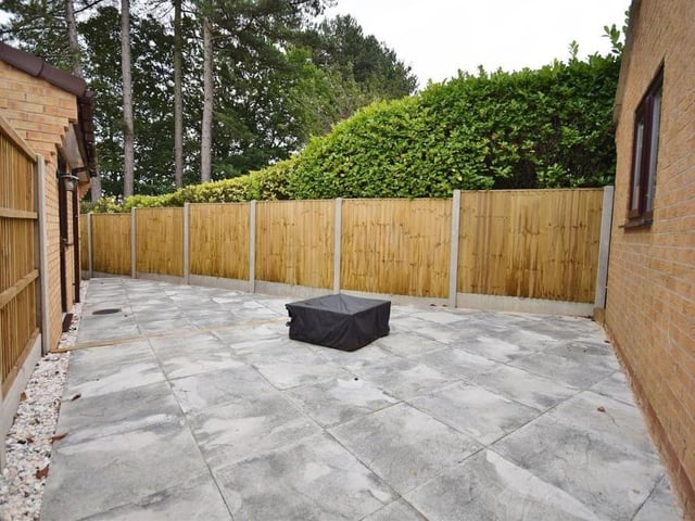 This paved patio area sits at the side of the £495,000 property. A secluded spot for entertaining family and friends, al fresco style, in the summer.