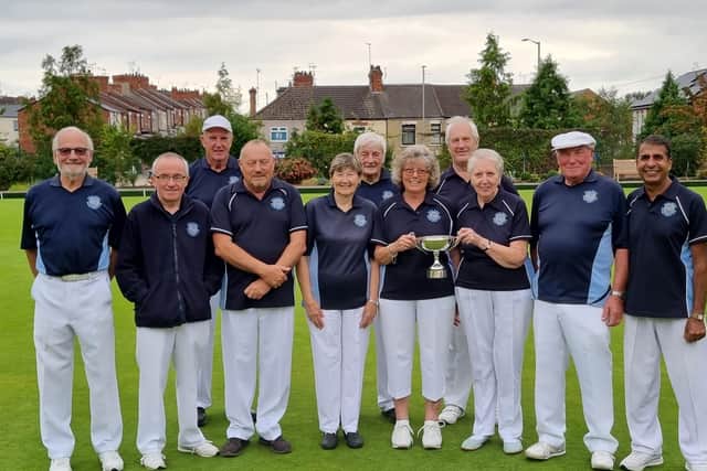 The winning members of the Rolls Royce Bowling Club team.
