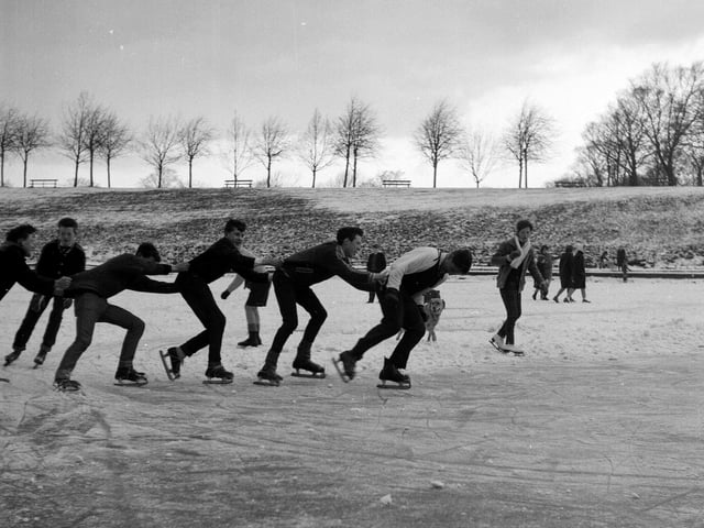 Ice skating on Inverleith Pond in December 1961