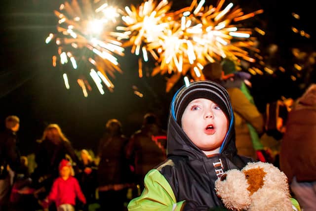 Jack Brysz enjoys the fireworks display at Glapwell in 2015.
