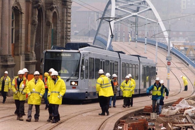 The tram making its first appearance in Sheffield in 1993.