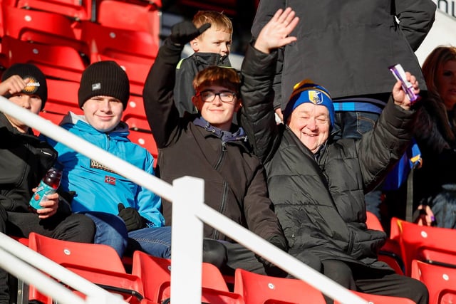 Mansfield Town fans at the defeat to Swindon Town.