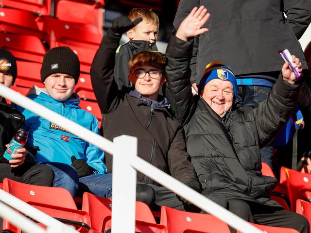 Mansfield Town fans at the defeat to Swindon Town.
