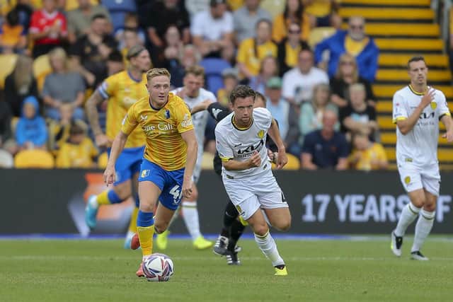 Mansfield Town forward Davis Keillor-Dunn (40) during the Sky Bet League 1 match against Burton Albion FC at the One Call Stadium, 17 Aug 2024, Photo credit Chris & Jeanette Holloway / The Bigger Picture.media