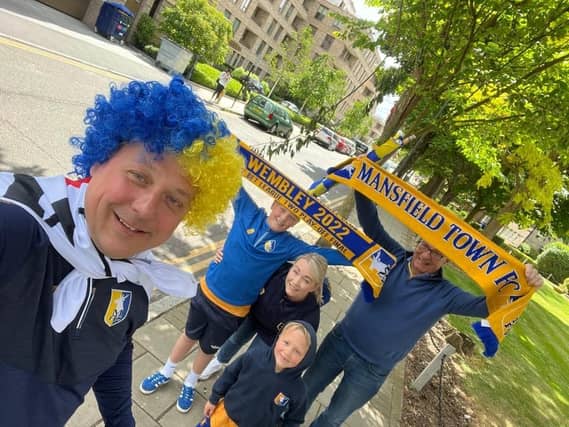 Mansfield Town fans make their way to Wembley.