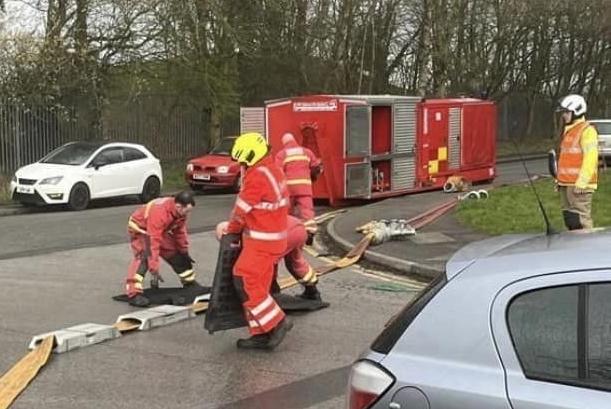 Firefighters during the exercise.