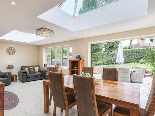The orangery also has space for a dining area, while other assets include a porcelain tiled floor, underfloor heating and ceiling spotlights.
