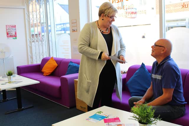 Nikki Amirsaeedi, Employment Projects Manager chats with Rebuilding Mental Health customer Glyn