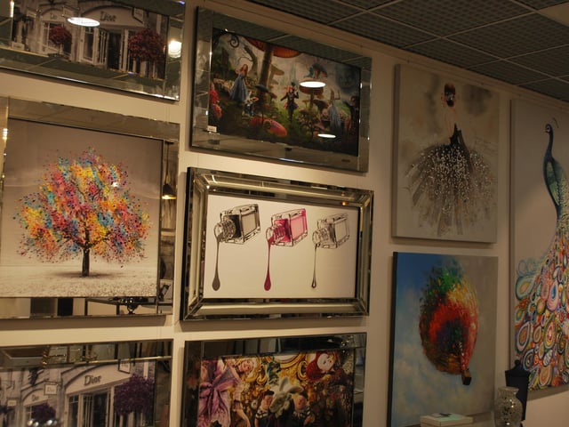 Art on the wall in store.
