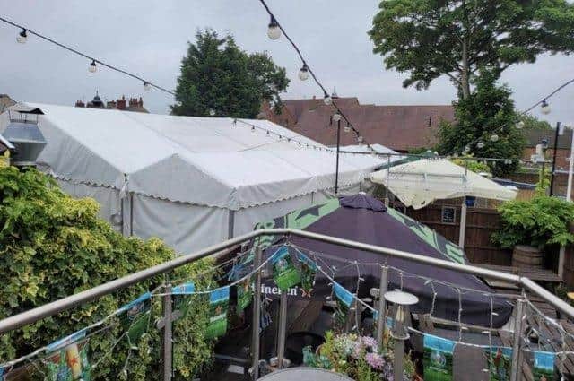 The marquee at Oliver's Pub and Kitchen in Eastwood.