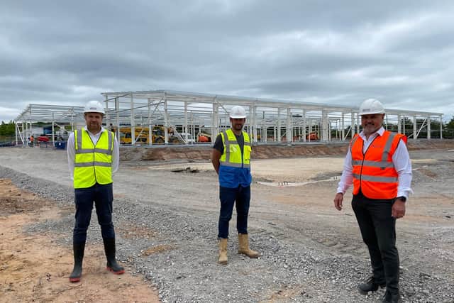 Stuart Waite, of CPP, Lee Buchahan, of Priority Space, and Shaun Hunt, of HG Sites, at Aria Park in Mansfield.
