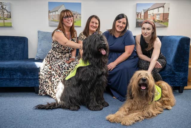 The DWH team meeting Ruby and Bertie following the £600 sponsorship of POOCHES