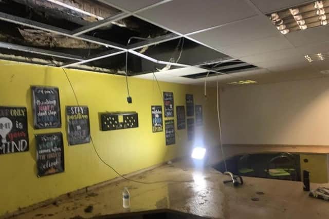 The second-floor of the gym suffered smoke and water damage.