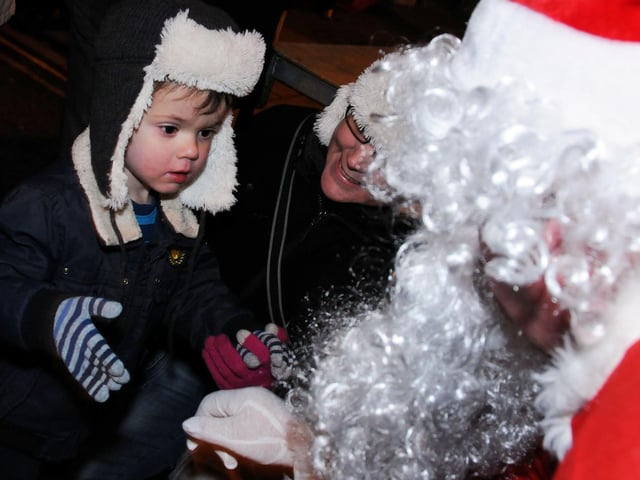 Ollerton Christmas lights switched on in 2018. Please to meet you Santa, I've been such a good boy!