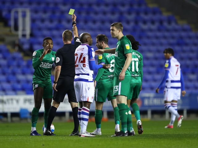 Preston North End have had 79 bookings and four red cards.