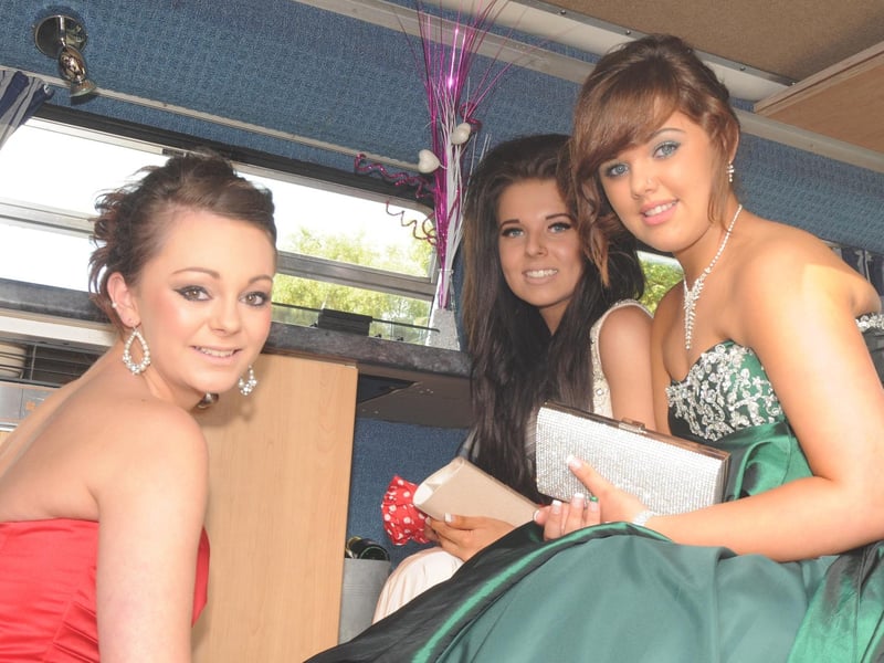 Quarrydale School Year 11 Prom in 2012. Pictured from the left are; Sophie Bradley, Keeliegh Horne and Shannon Gascoyne.