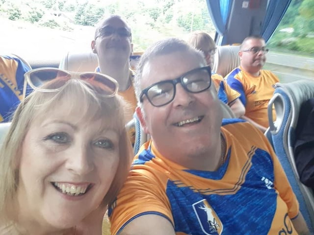 Mansfield Town fans make their way to Wembley.
