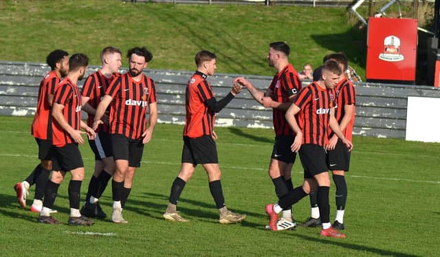 Shirebrook Celebrating During 3-2 Win