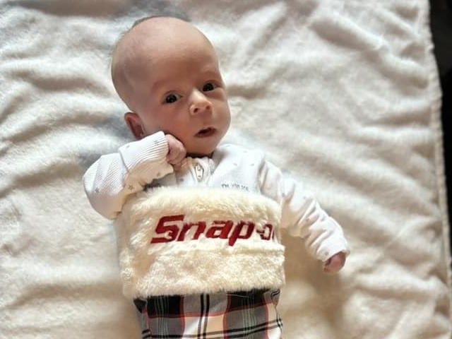 This photo of Reid Jax, who is six weeks old, was sent to us by Melanie Ann