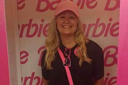 Linda had a blast with the Barbies, here she is dressed up for the screening at Hucknall Arc Cinema.