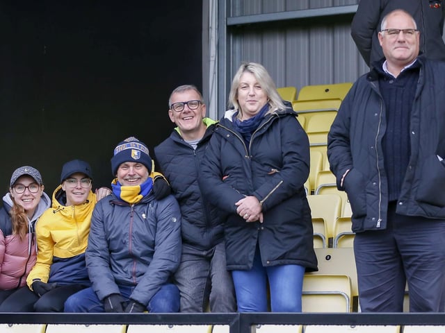 Mansfield fans at The EnviroVent Stadium for the match against Harrogate Town.