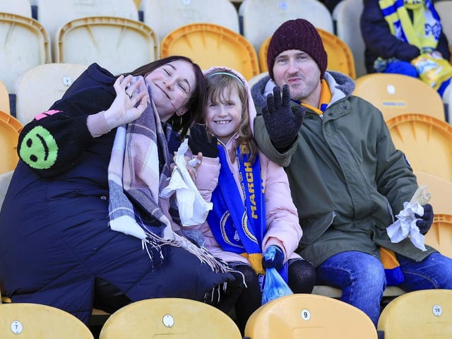 Mansfield Town fans ahead of the draw with Colchester United.