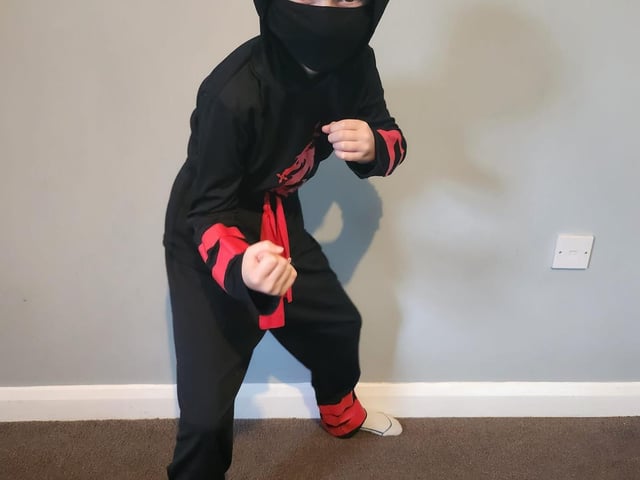Xander aged nine, from Warsop Vale as a ninja.